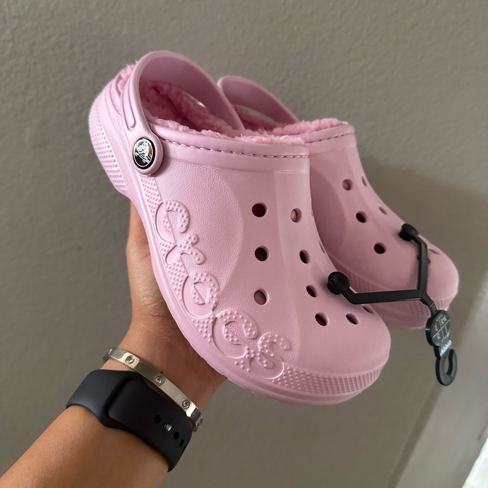 crocs baya faux shearling lined clog Ballerina  pink